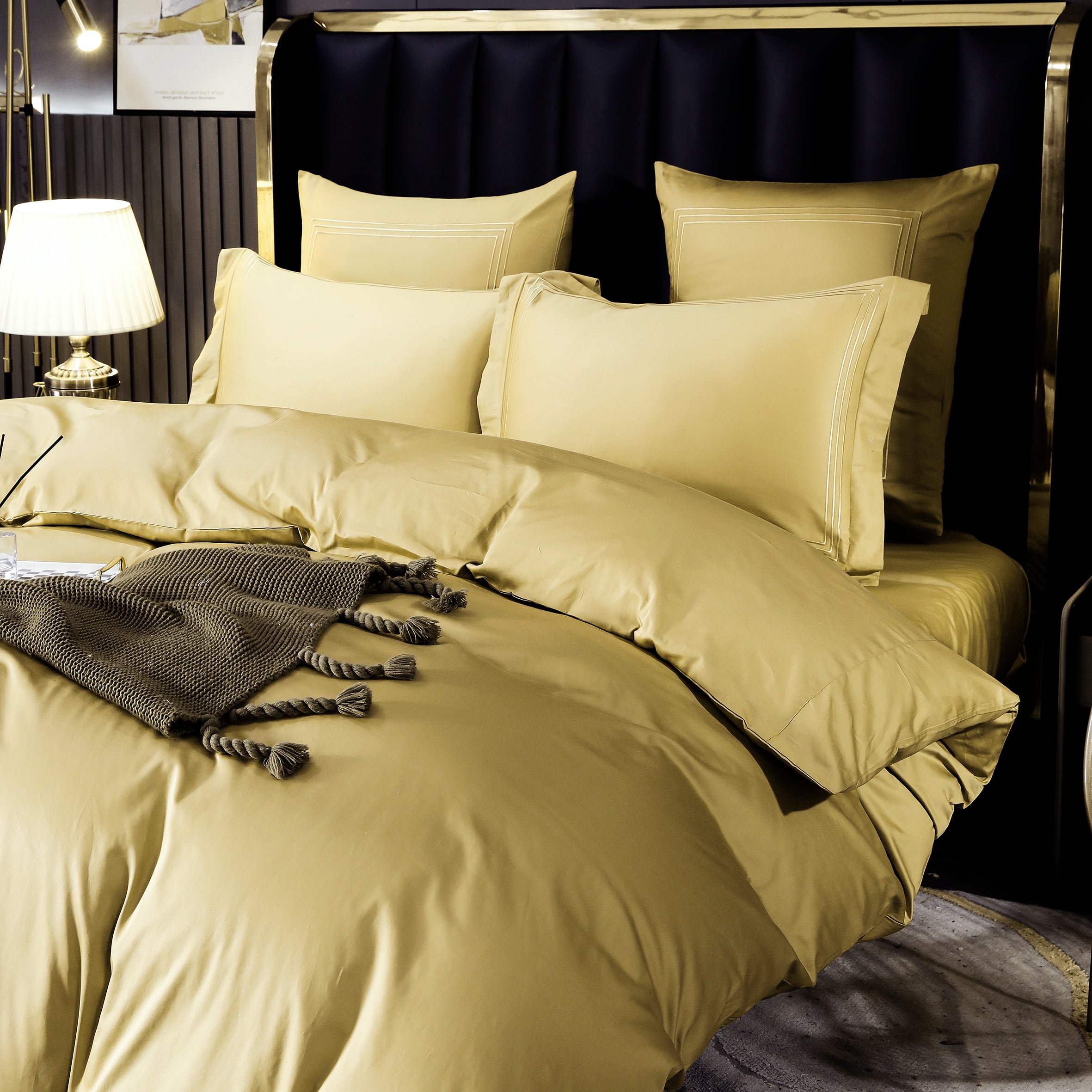 Parure De Lit Satin Coton Égyptien 300 Fils Nudé 180x190/200 Cm - Drap Housse, Drap Plat & Taies D'Oreiller